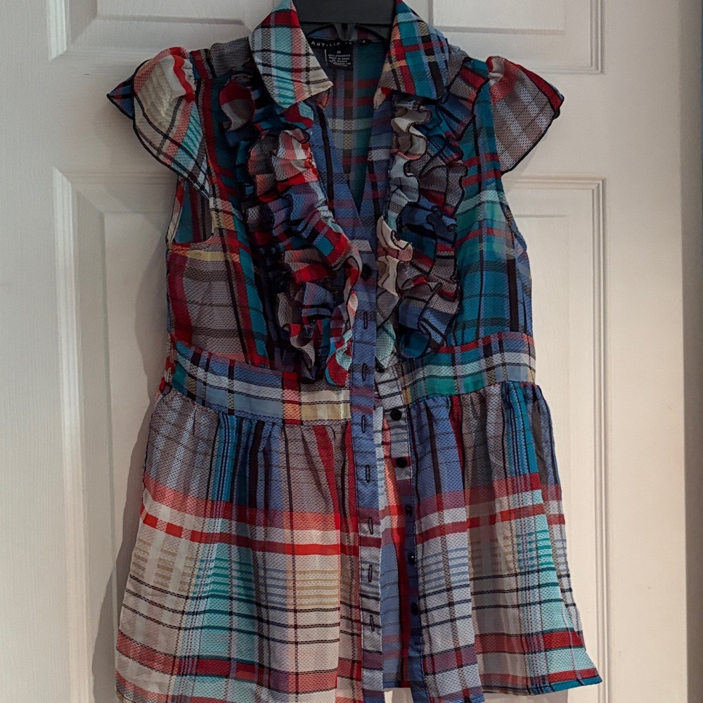 Plaid Ruffle Kids Shirt